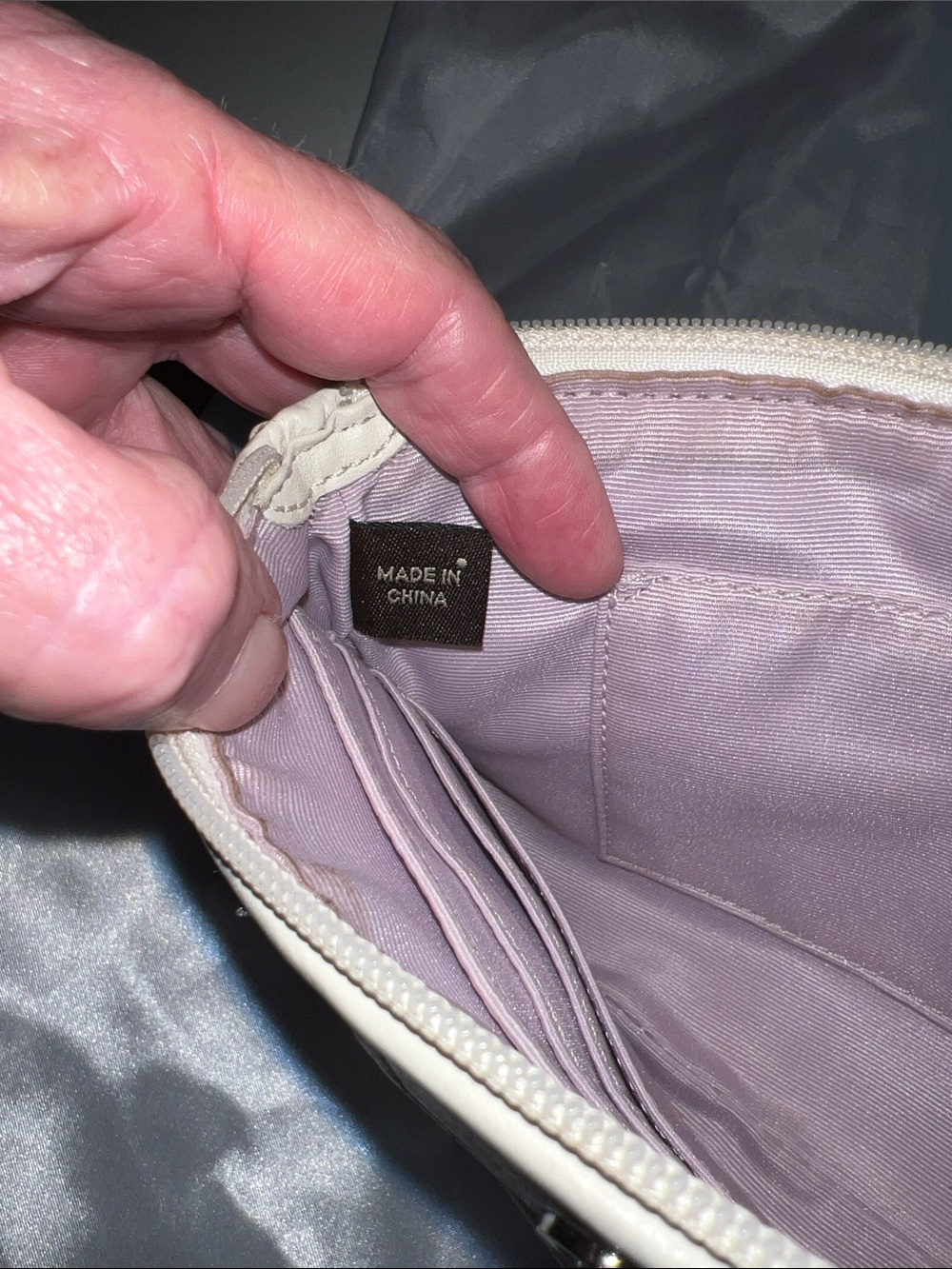Coach Beige Signature Canvas Wristlet with Pastel Blue and Lavender Accents - Picture 8 of 11